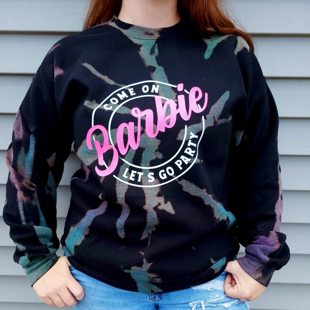 Reverse Tie Dye Barbie Crewneck Sweatshirt